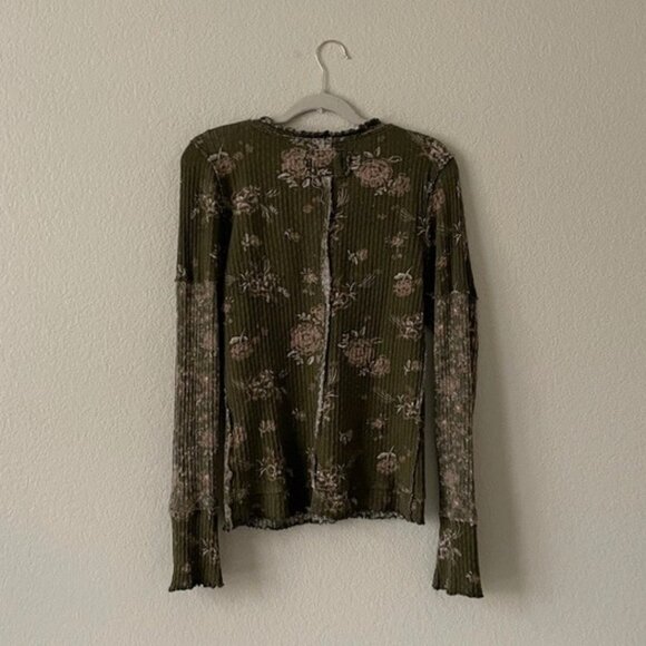 Free People Olive Floral Long Sleeve Top - Picture 2 of 15